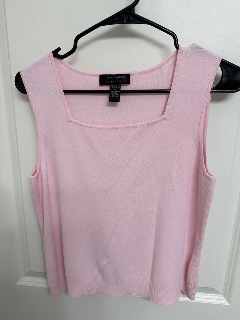 Cable & Gauge Pink Square Neck Sleeveless Tank Top
